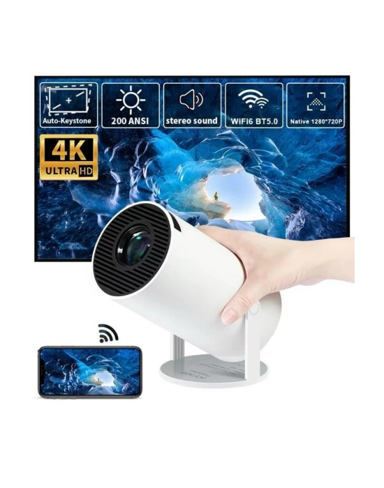 ® Ayaklı Projeksiyon Taşınabilir Mini Projektör Sinema Projektörü Android