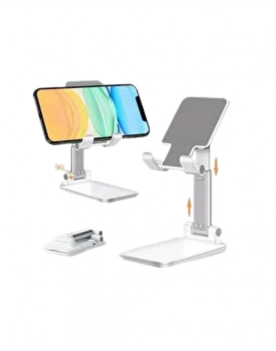 ® Ayarlanabilir Ergonomik Katlanabilir Masaüstü Telefon Tutucu Beyaz