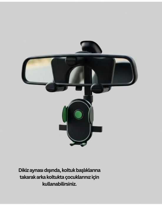 ® Ayarlanabilir Kıskaçlı Dikiz Aynası Telefon Tutucu Tüm Telefonlarla Uyumlu