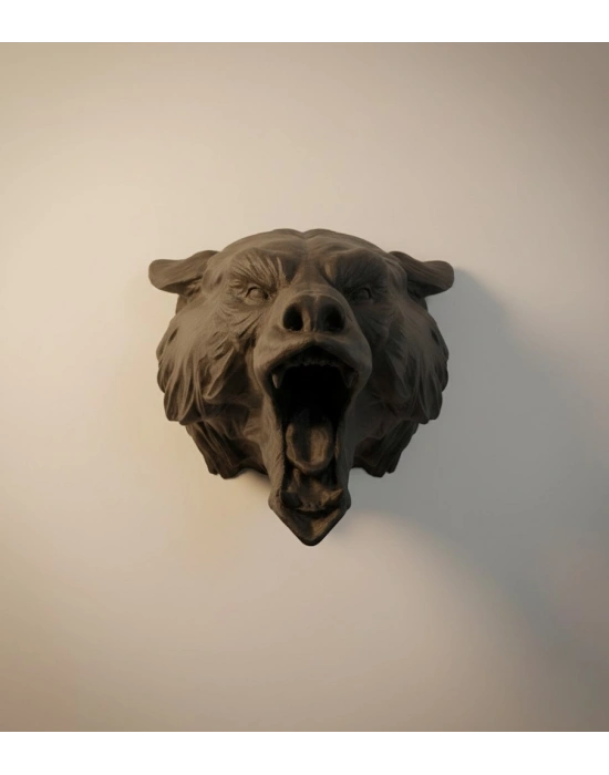 ® Ayı Tasarım Siyah 3D Duvar Heykeli