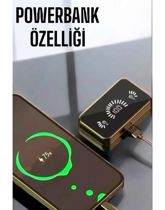 ® Aynalı Bluetooth Kulaklık Telefon Standlı Dijital Göstergeli