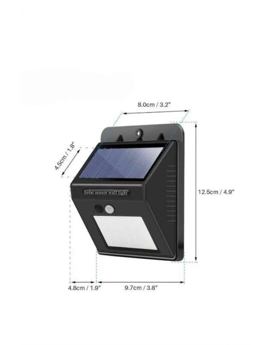 ® Bahçe Aydınlatma Sensörlü Güneş Enerjili Duvar Lambası 40 Led Işık