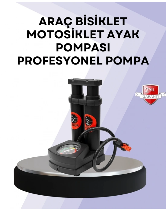 ® Basınç Saatli Ayak Pompası Bisiklet ve Araç Uyumlu