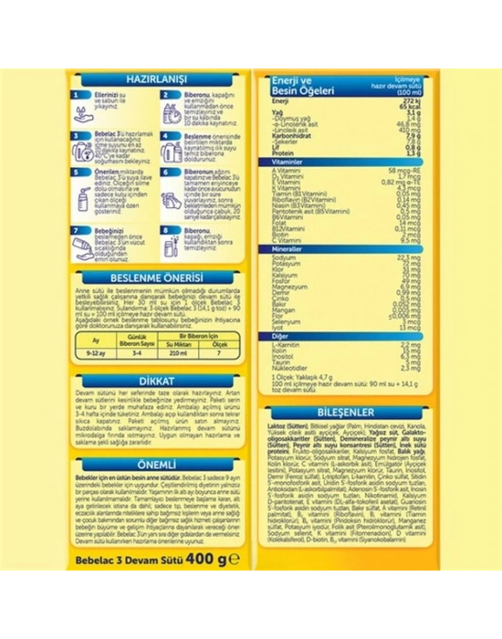 ®   Bebek Devam Sütü No3 400 Gr