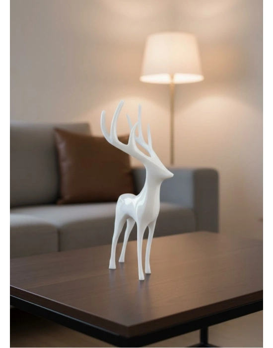 ® Beyaz Dekoratif Geyik Figürü Şık Ev Aksesuarı
