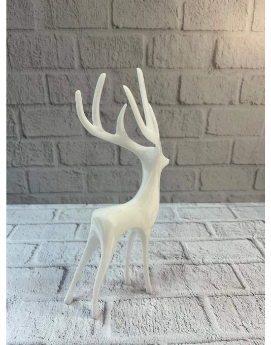 ® Beyaz Dekoratif Geyik Figürü Şık Ev Aksesuarı