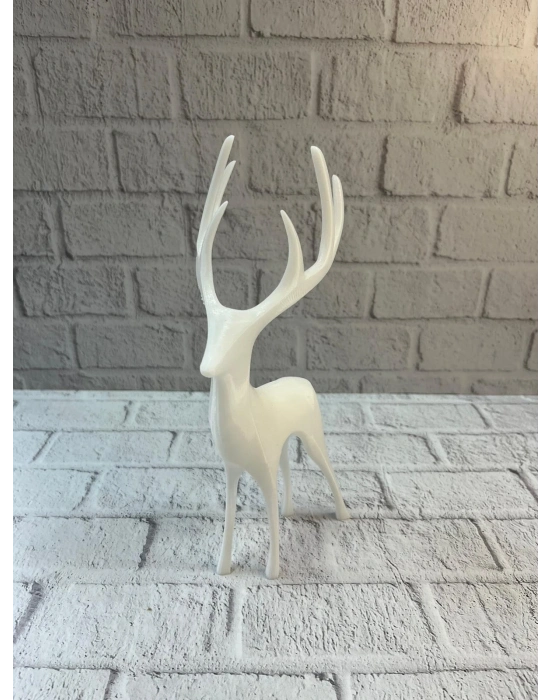 ® Beyaz Dekoratif Geyik Figürü Şık Ev Aksesuarı