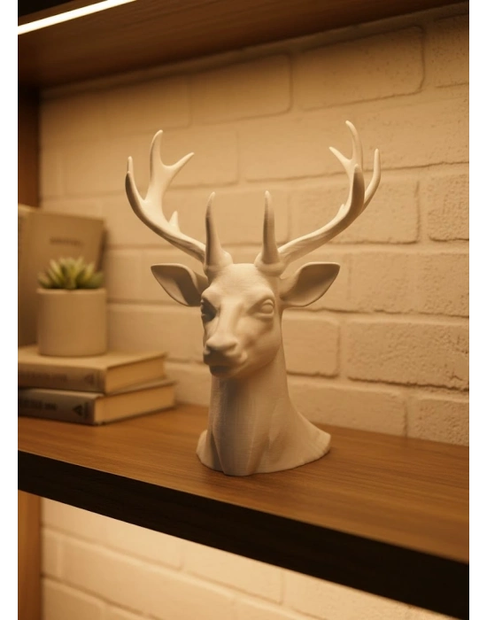 ® Beyaz Geyik Biblo 23 cm Dekoratif Modern Tasarım