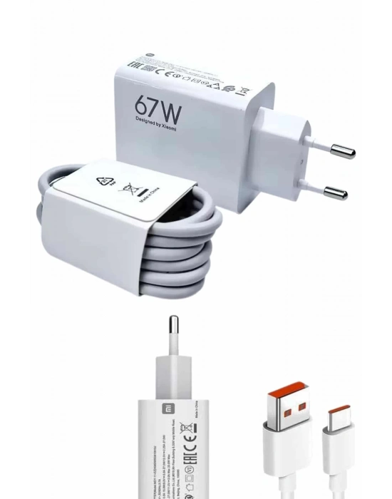 ® Beyaz Ultra Plus Hızlı Şarj Seti Şarj Adaptörü ve Kablosu 67W