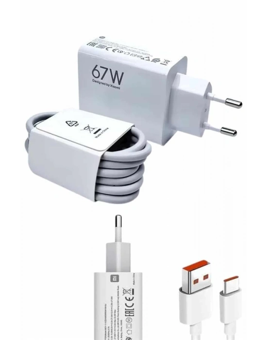 ® Beyaz Ultra Plus Hızlı Şarj Seti Şarj Adaptörü ve Kablosu 67W