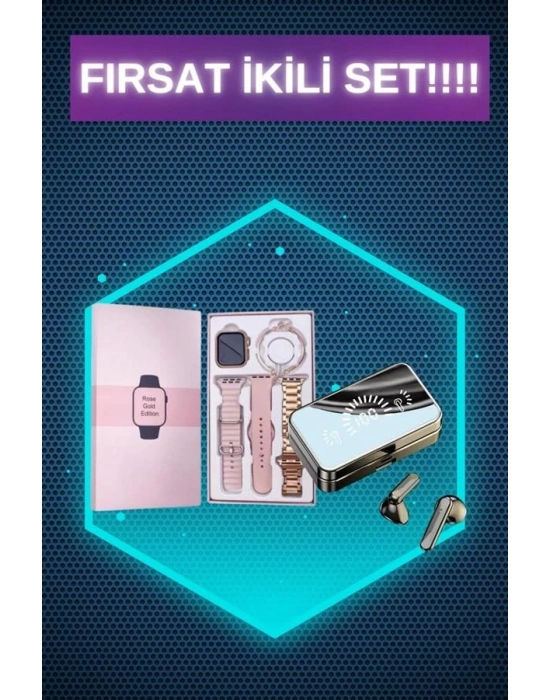 ® Bileklikli Amoled Ekran Akıllı Saat ve Dijital Göstergeli Kablosuz Bluetooth Kulaklık ANC/ ENC