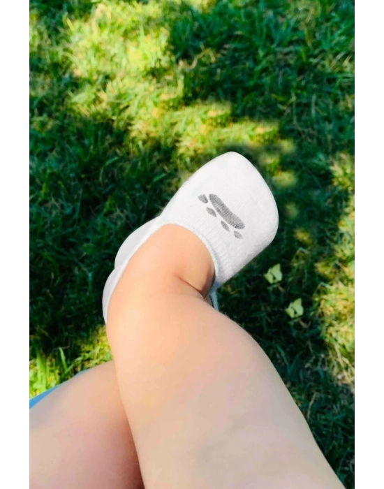 ®   2Li Babet Cute Face Penye Çorap 30103 Gri Beyaz