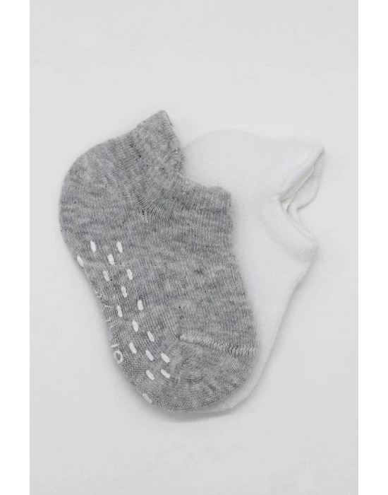 ®   2Li Sneakers Kaymaz Basic Penye Çorap 20103 Gri Beyaz