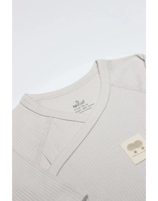 ®   Organic Modal Flying Balloons Kruvaze Uzun Kol Body BS17121 Bej