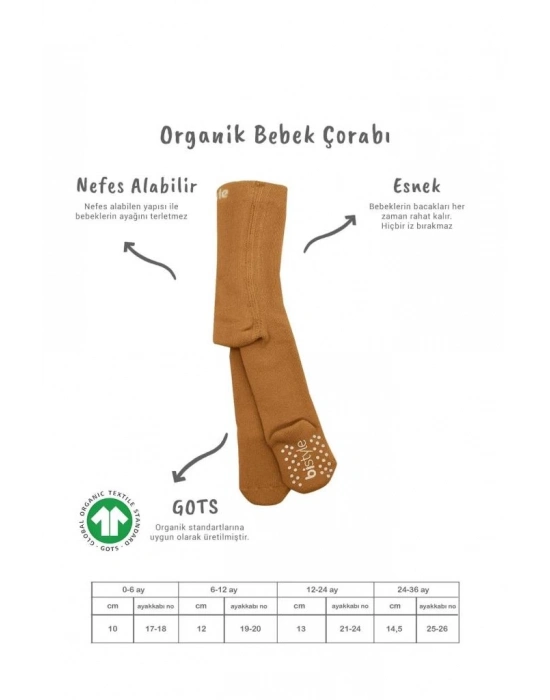 ®   Tekli Kaymaz Mix Havlu Külotlu Çorap 50501 Hardal