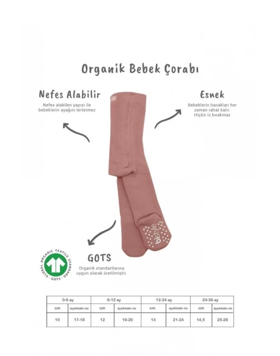 ®   Tekli Kaymaz Mix Havlu Külotlu Çorap 50501 Pudra