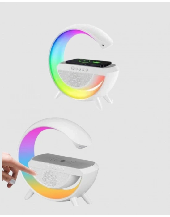 ® Bluetooth 5.0 Hoparlör – Kablosuz Şarj, RGB Gece Lambası ve FM Radyo
