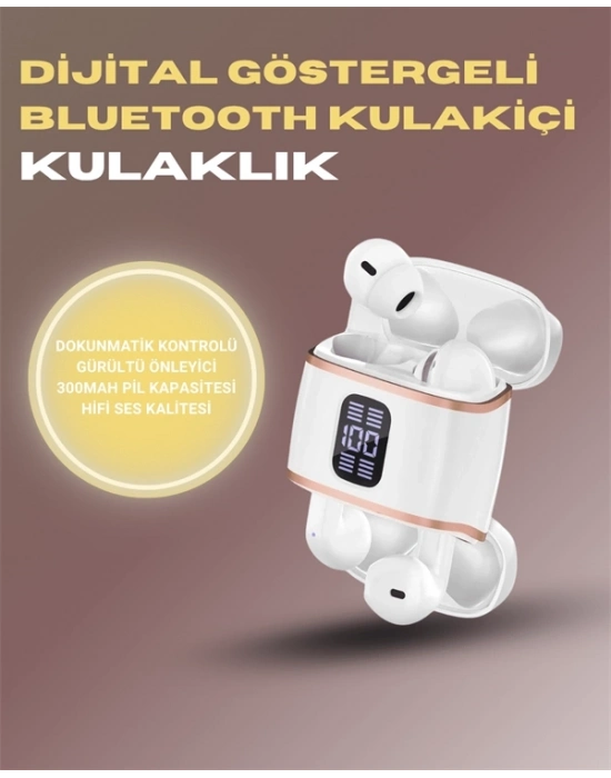 ® Bluetooth 5.3 Kulaklık – 4 Adet, Çift Kulaklıklı, Dijital Göstergeli, ANC + ENC