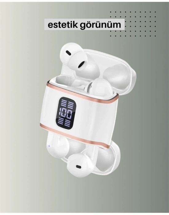 ® Bluetooth 5.3 Kulaklık – 4 Adet, Çift Kulaklıklı, Dijital Göstergeli, ANC + ENC