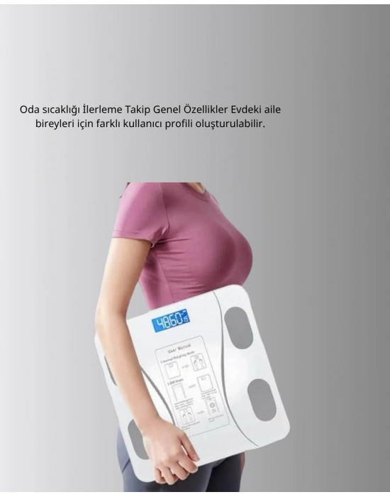 ® Bluetooth Akıllı Tartı – 8 Fonksiyonlu Dijital Baskül, 180 kg Kapasiteli