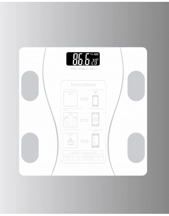 ® Bluetooth Akıllı Tartı – 8 Fonksiyonlu Dijital Baskül, 180 kg Kapasiteli
