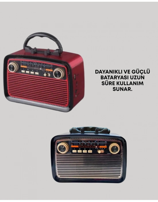 ® Bluetooth Bağlantılı Taşınabilir Hoparlör – FM/AM Radyo Özellikli, Şarj Edilebilir Batarya, 1 kg
