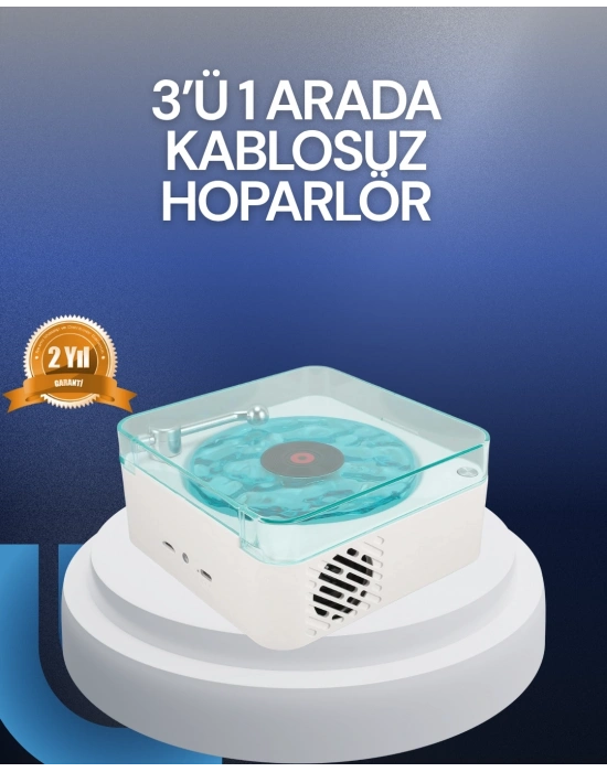 ® Bluetooth Hoparlör – 3-ü-1 Saatli Gece Lambası ve Vintage Tasarım