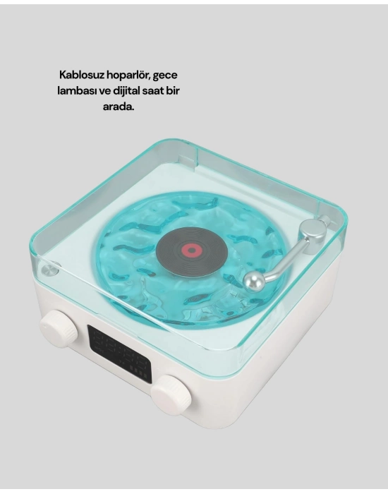 ® Bluetooth Hoparlör – 3-ü-1 Saatli Gece Lambası ve Vintage Tasarım