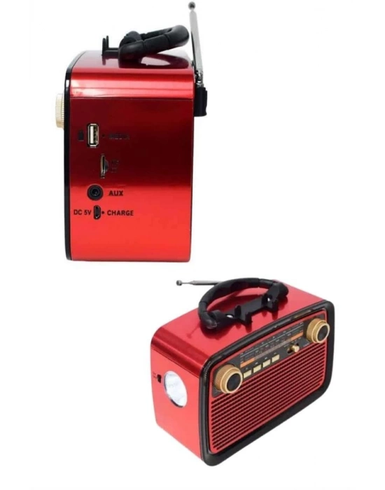 ® Bluetooth Hoparlör Ahşap Renk Vintage Işıklı Nostaljik Radyo Fm Ahşap Görünümlü