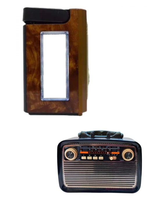 ® Bluetooth Hoparlör Ahşap Renk Vintage Işıklı Nostaljik Radyo Fm Ahşap Görünümlü