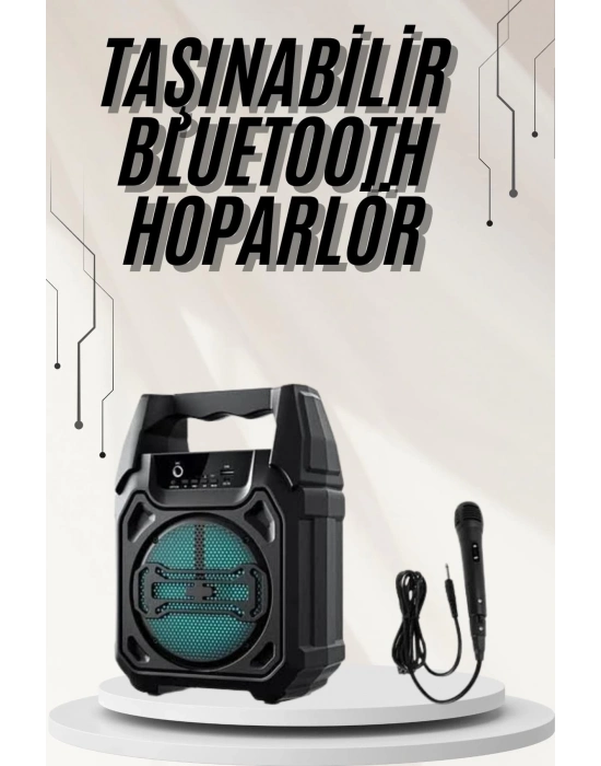 ® Bluetooth Hoparlör Led Işıklı Taşınabilir Kablosuz Speaker Uzun Pil Ömrü