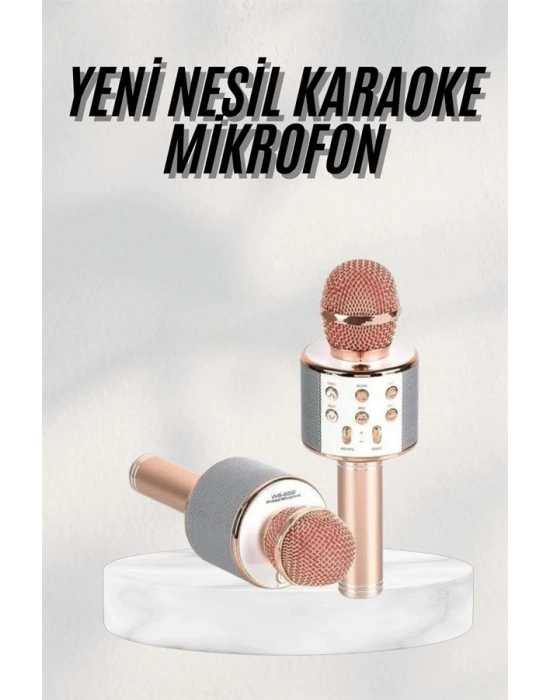 ® Bluetooth Hoparlör USB AUX SD Kart Kaoroke Mikrofon Uzun Pil Ömrü