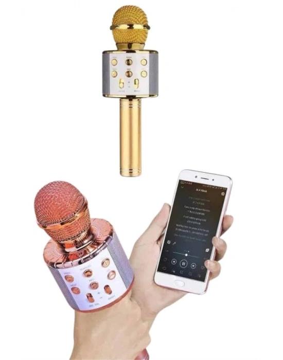 ® Bluetooth Hoparlör USB AUX SD Kart Kaoroke Mikrofon Uzun Pil Ömrü