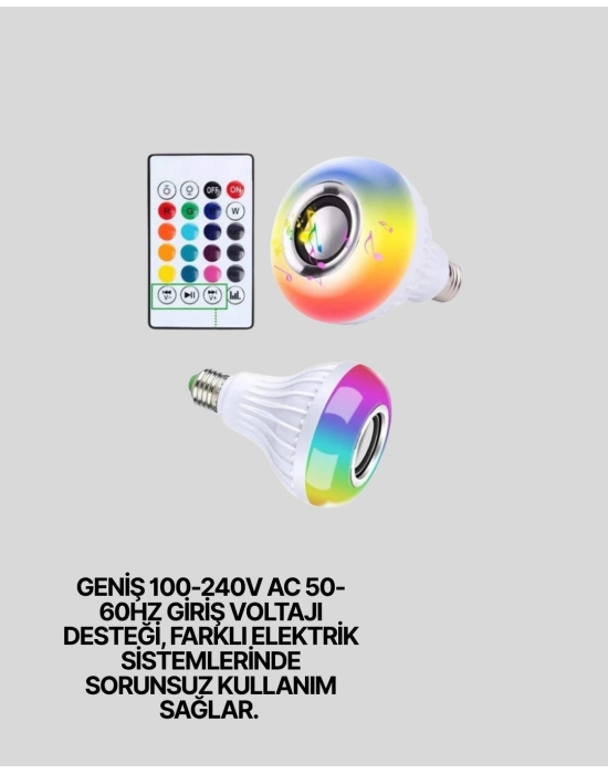 ® Bluetooth Hoparlörlü LED Ampul – 12W Enerji Tasarruflu