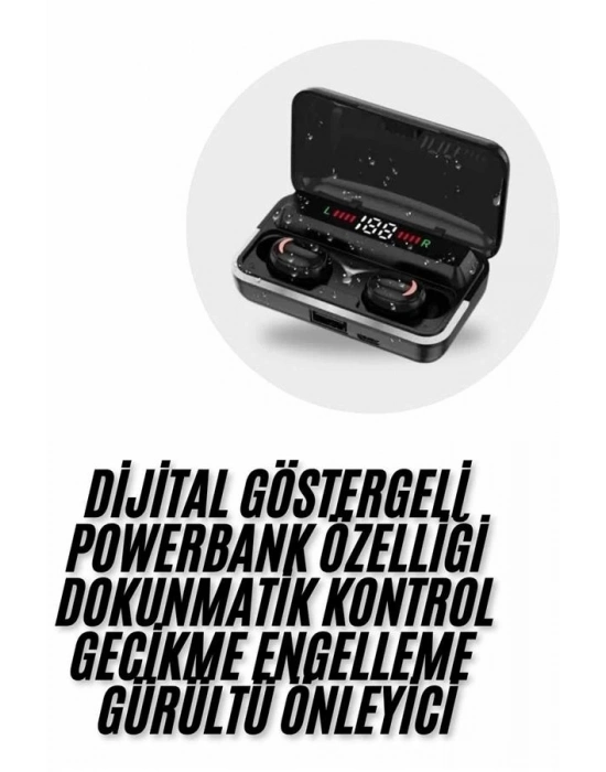 ® Bluetooth Kulaklık Dijital Şarj Göstergeli Powerbankli Bass Özellikli Kablosuz Kulakiçi 5.1 Mikrofonlu
