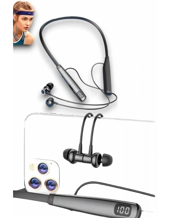 ® Bluetooth Kulaklık Şarj Göstergeli 100 Saat Şarj Kapasiteli Sporcu Kulaklık
