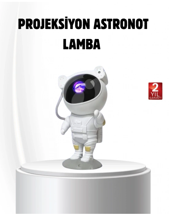 ® Bluetooth Müzikli Astronot Projeksiyon Lambası Yıldız ve Ay Efektli
