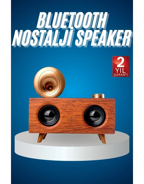 ® Bluetooth Nostalji Speaker Radyo Gramofon Ahşap Renk Vintage
