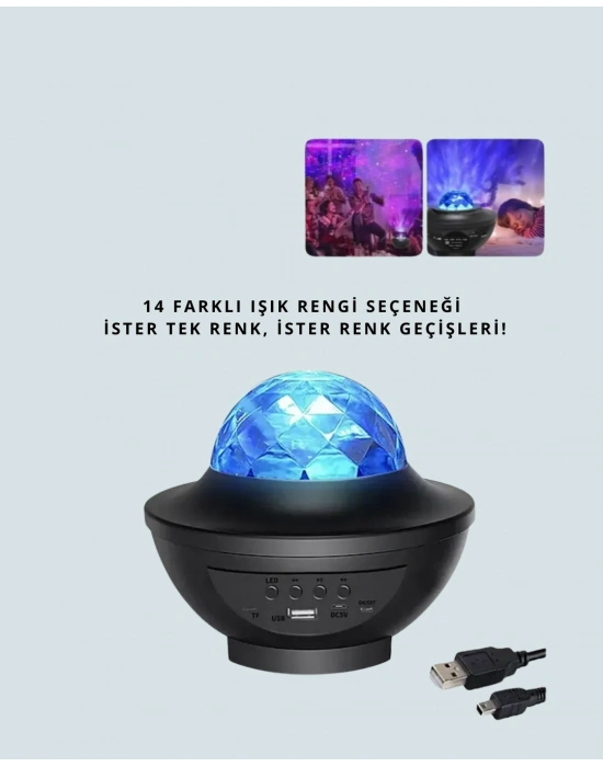 Bluetooth & USB Müzik Çalar Gece Lambası – 50 m² Kapsama, Uzaktan Kumanda