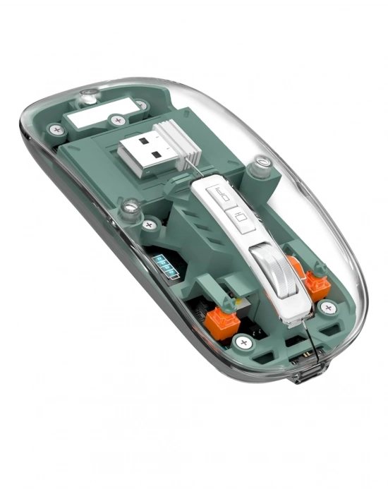 ® Bluetooth ve 2.4G USB Destekli Pilli Kablosuz Şeffaf Mouse