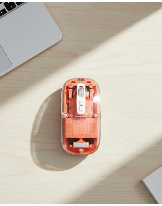 ® Bluetooth ve USB Destekli Kablosuz Şeffaf Mouse Sessiz Kullanım