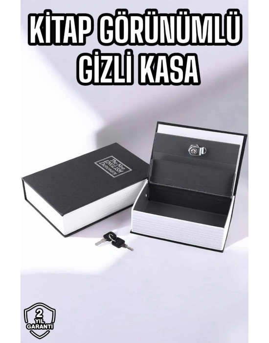 ® Büyük Boy Anahtarlı Kitap Görünümlü Gizli Kasa Çelik Kasa Altın Kasası