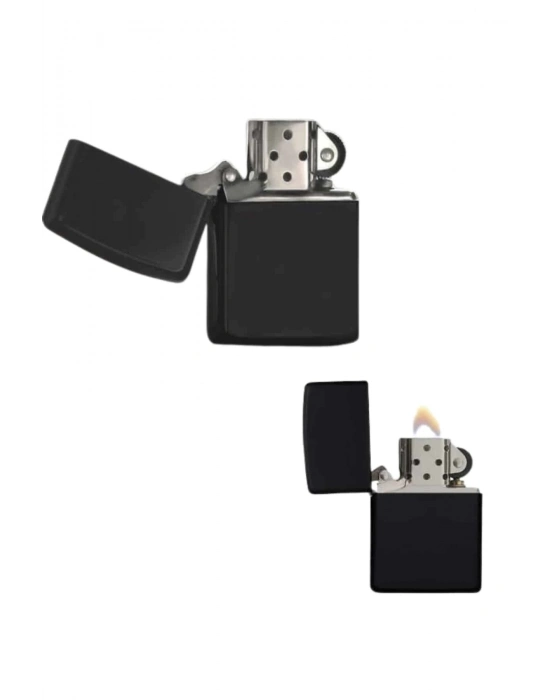 ® Çakmak Parlak Siyah Zippo Benzinli Çakmak Cep Boy Doldurulabilir