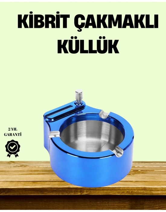 ® Çakmaklı Küllük Paslanmaz Çelik Şık Masa Aksesuarı