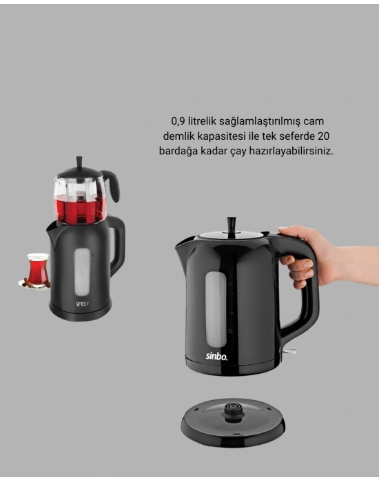 ® Çaycı Cam Demlikli 1800W Güçlü ve Sıcak Tutmalı Elektrikli Çay Makinesi