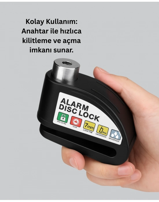 ® Çelik Gövdeli Alarm Disk Kilidi Motosiklet ve Bisiklet İçin Güvenlik