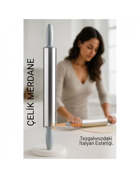 ® Çelik Merdane - Profesyonel Hamur Açma Merdanesi - 304 Paslanmaz Çelik Mutfak Merdanesi