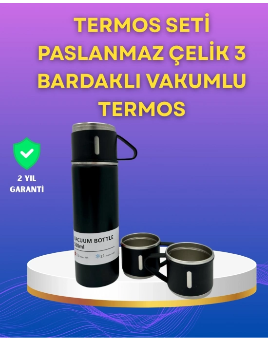 ® Çelik Termos Bardak Seti | 500 ml Kapasite, Kaymaz Taban, Hediye Kutulu