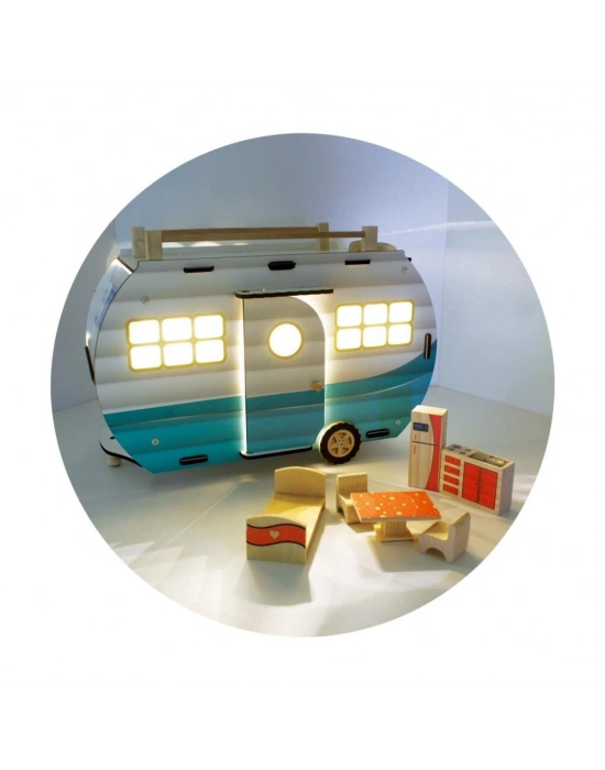 ® ÇG95 Ahşap Karavan Turkuaz -Okutan