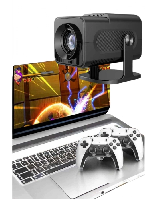 ® Çift Kollu Game Box Projeksiyon Cihazı Kumandalı Android Tv Dahili Hoparlör